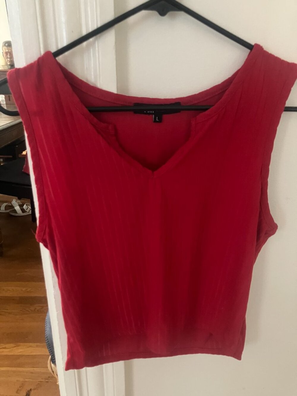 Red ribbed tank top